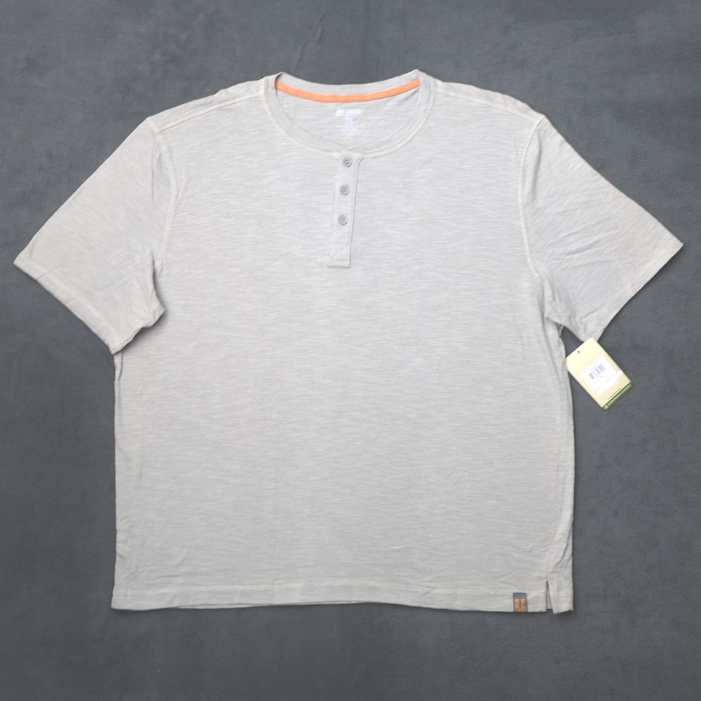 Reel Legends Henley Shirt Mens XXL Flint Gray New Slub Knit Short Sleeve Cotton